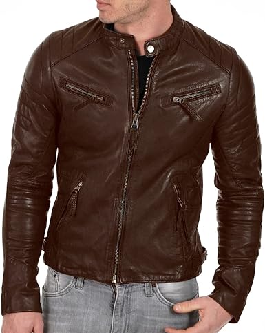 Men's Genuine Lambskin Leather Classic Biker Style Jacket | lambskin Jackets Men