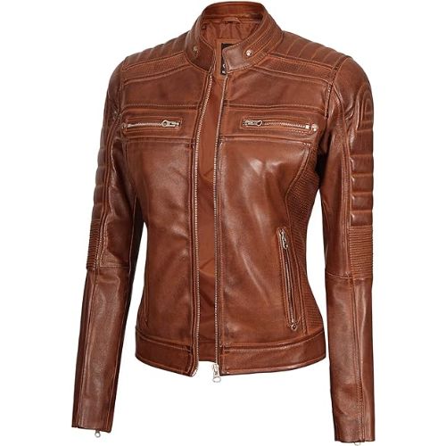 Real Leather Jacket Women - Cafe Racer Slim Fit Stand Collar Women Motorcycle Jackets