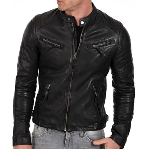 Men's Genuine Lambskin Leather Classic Biker Style Jacket | lambskin Jackets Men